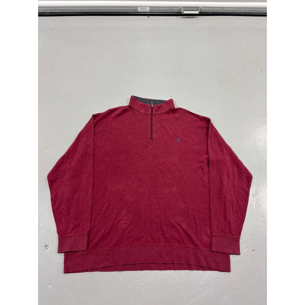 Polo Ralph Lauren Mens 3XLT Big & Tall Burgundy Red Quarter Zip Pullover Sweater